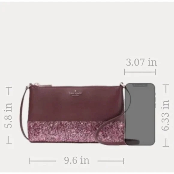NWT Kate Spade Greta Court Glitter Crossbody Bag Cherrywood - Picture 6 of 10